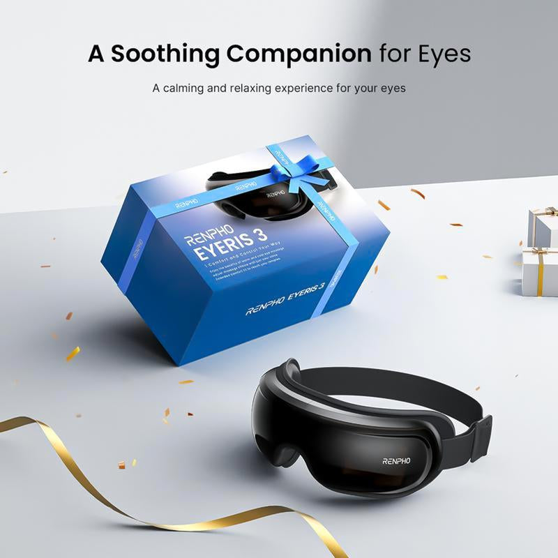 Experience Ultimate Relaxation with the RENPHO Eyeris 3 Eye Massager - Heat & Cooling Relief for Migraines, Voice-Controlled Convenience, and Perfect Gift for Any Occasion