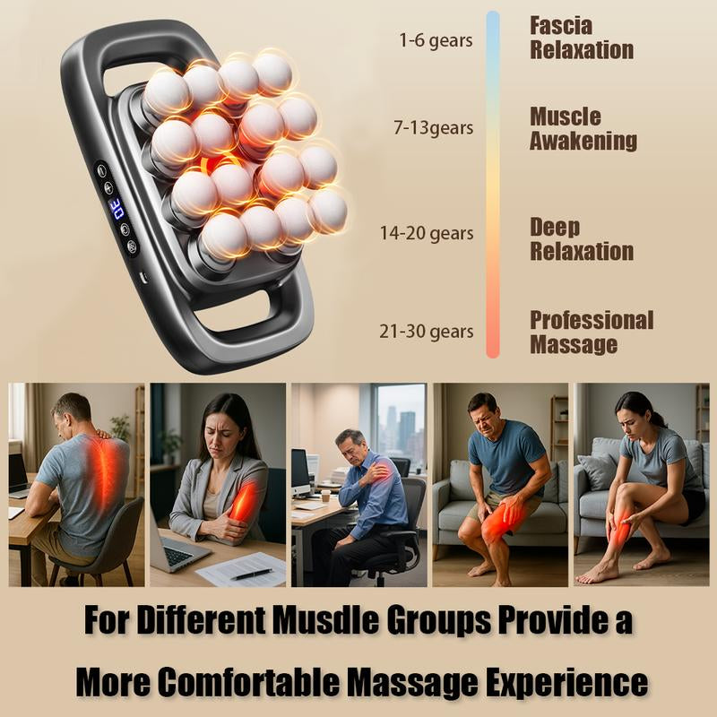 Ultimate 16-Head Deep Tissue Massage Gun – 30 Adjustable Levels & 3 Therapeutic Modes with Red Light Therapy for Comprehensive Muscle Relief