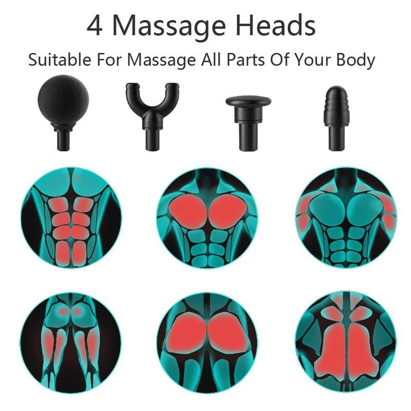 Revitalize Your Body with the Electric Muscle Massager - Handheld Neck and Back Massager with 4 Versatile Heads for Ultimate Relaxation at Home, Travel, and Gym