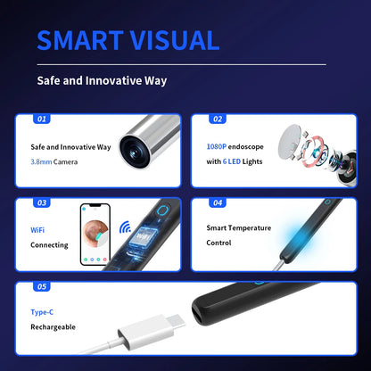 Revolutionize Your Ear Care with the Smart Visual HD Ear Cleaner - Wireless Otoscope for Effortless Wax Removal