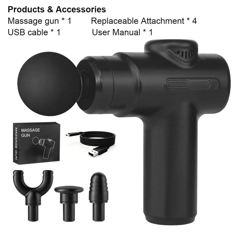 Revitalize Your Body with the Electric Muscle Massager - Handheld Neck and Back Massager with 4 Versatile Heads for Ultimate Relaxation at Home, Travel, and Gym