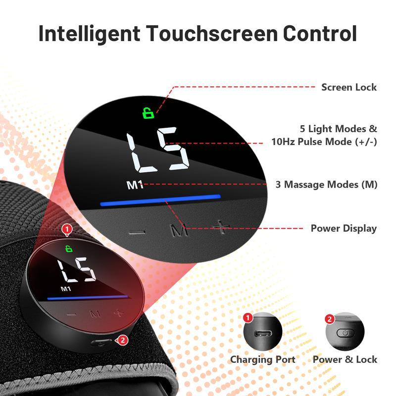 Ultimate Wireless Red Light Therapy & Vibration Massage Knee Brace - Rechargeable Heated Device for Joint Pain Relief and Faster Recovery