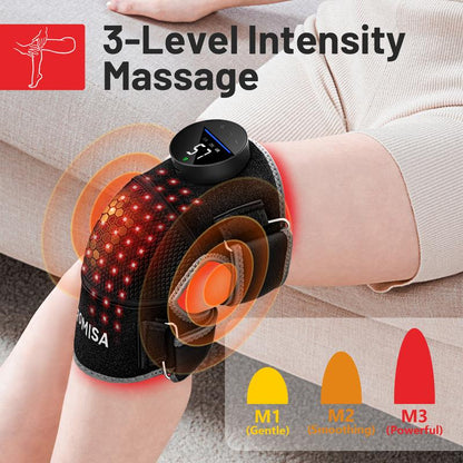 Ultimate Wireless Red Light Therapy & Vibration Massage Knee Brace - Rechargeable Heated Device for Joint Pain Relief and Faster Recovery