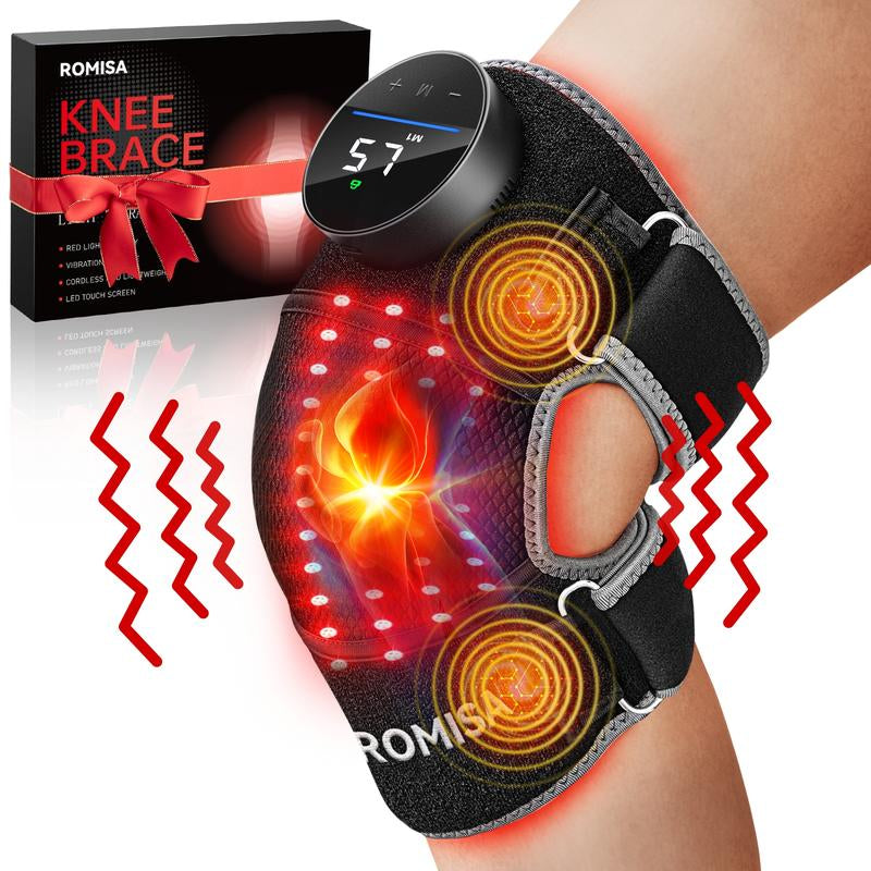 Ultimate Wireless Red Light Therapy & Vibration Massage Knee Brace - Rechargeable Heated Device for Joint Pain Relief and Faster Recovery