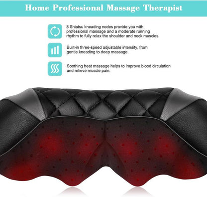Revitalize Your Body with the Shiatsu Neck and Back Massager - Heat & Deep Tissue Relief for Home, Office, and Car - Perfect Gift for Loved Ones!